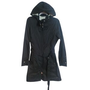 Eddie Bauer Weather Edge 365 Womens Raincoat Longline Trench Coat Black Sz Large